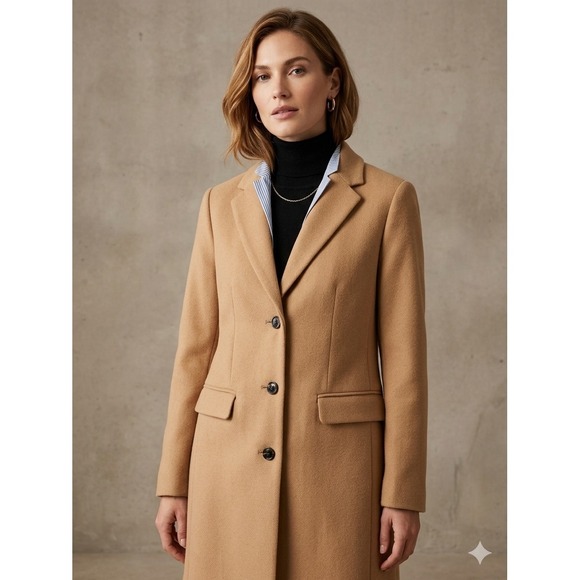 J.Crew Jackets & Blazers - J.Crew Womens Camel Tan Wool Blend Notch Lapel 3-Button Topcoat Jacket Size 2